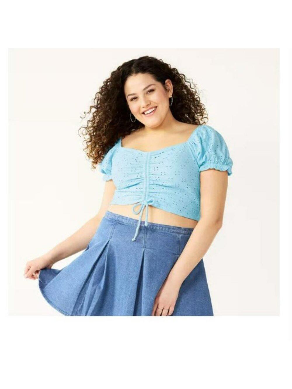 Juniors' Plus Size SO® Cinched Front Puff Sleeve Top - 2X